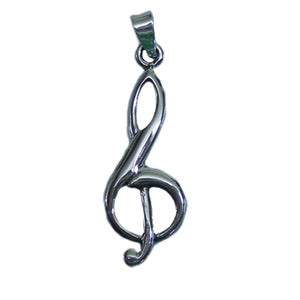 Sterling Silver Treble Clef Pendant Modern Design