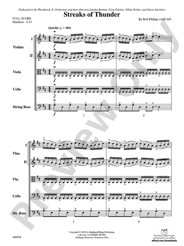 Streaks of Thunder - String Orchestra Conductor Score & Parts (Digital Download)