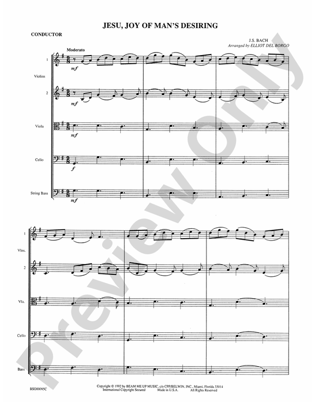 Jesu, Joy of Man's Desiring – String Orchestra Conductor Score & Parts (Digital Download)