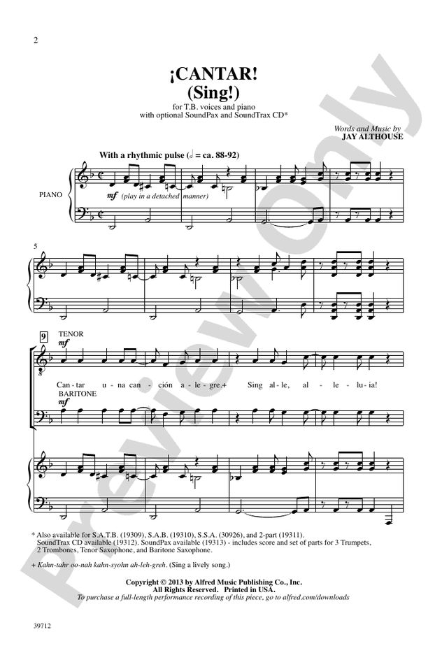 ¡Cantar! (Sing!) - TB Choral Octavo (Digital Download)