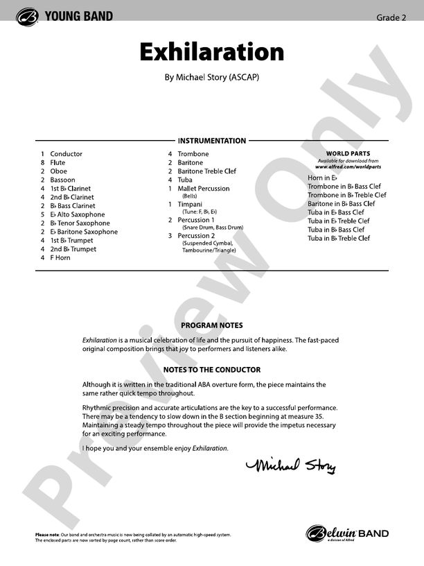 Exhilaration - Concert Band Conductor Score & Parts (Digital Download)