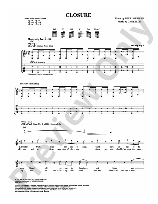 Closure - Guitar TAB (Digital Download)