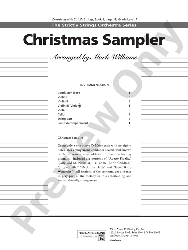 Classics for a Traditional Christmas, Level 1 – String Orchestra Conductor Score & Parts (Digital Download)