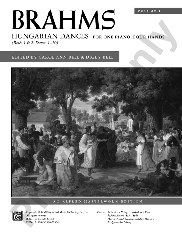 Brahms - Hungarian Dances, Volume 1 - 1 Piano, 4 Hands (Digital Download)