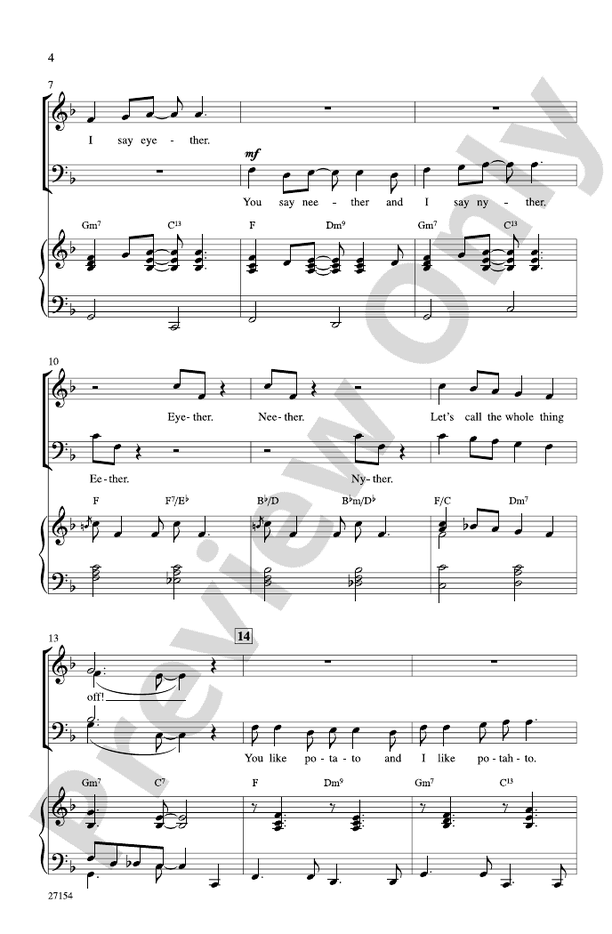 Let's Call the Whole Thing Off – SATB Choral Octavo (Digital Download)