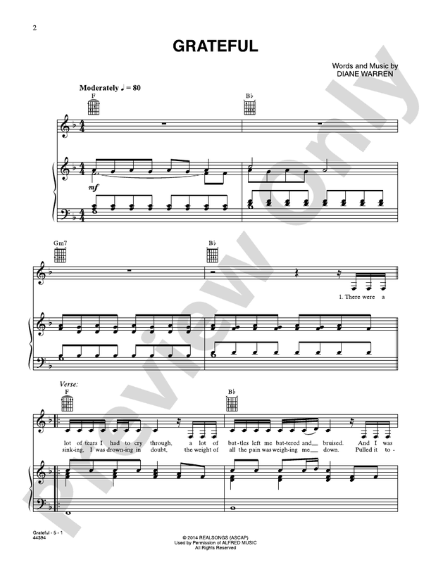 Grateful (from Beyond the Lights) - Rita Ora - PVG (Digital Download)