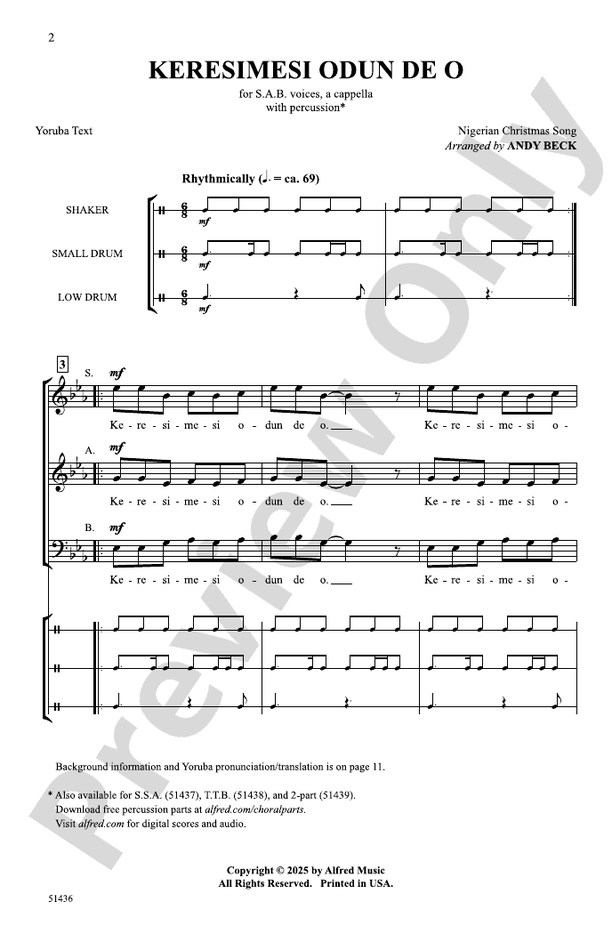 Keresimesi Odun De O - SAB Choral Octavo (Digital Download)