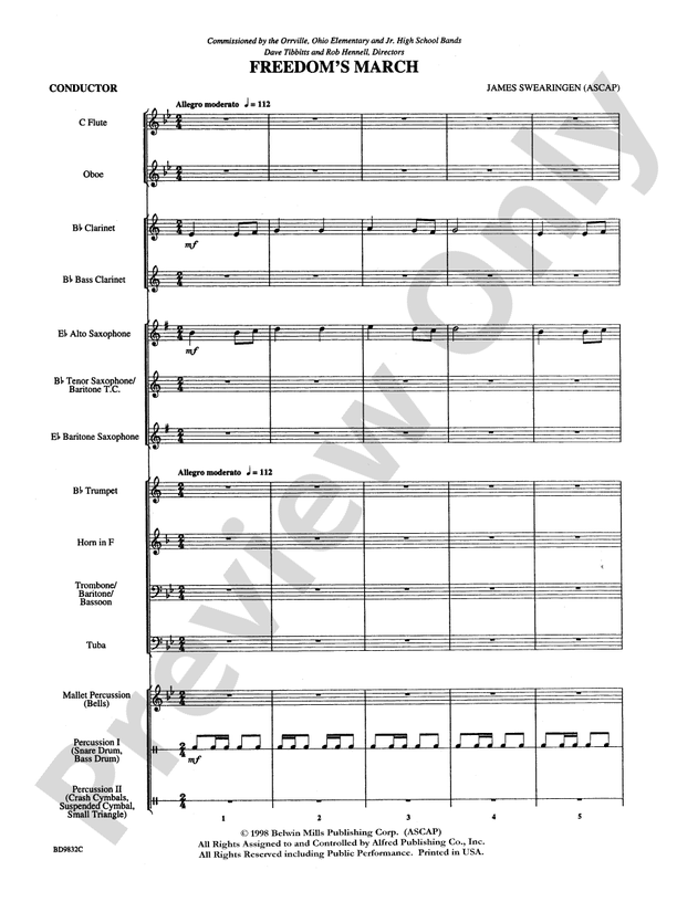 Freedom's March - Concert Band Conductor Score & Parts (Digital Download)