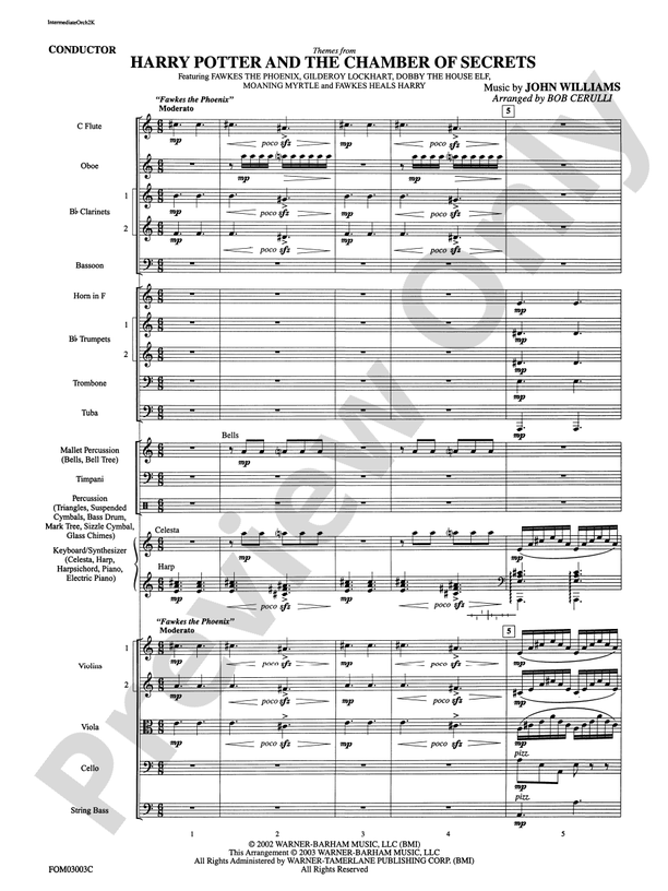 Harry Potter and the Chamber of Secrets, Themes from – Full Orchestra Conductor Score & Parts (Digital Download)