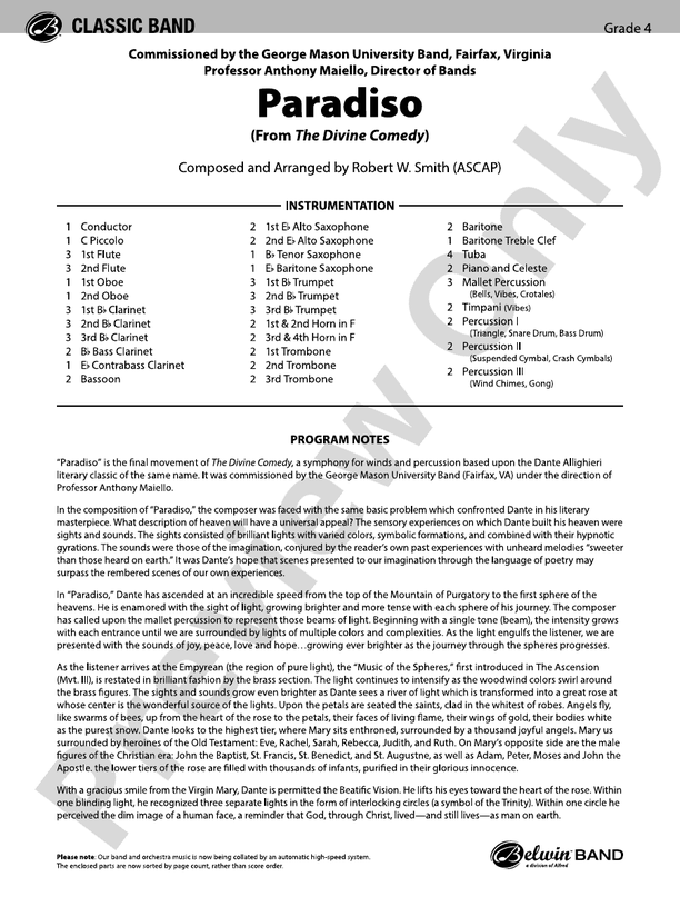 Paradiso - Concert Band Conductor Score & Parts (Digital Download)