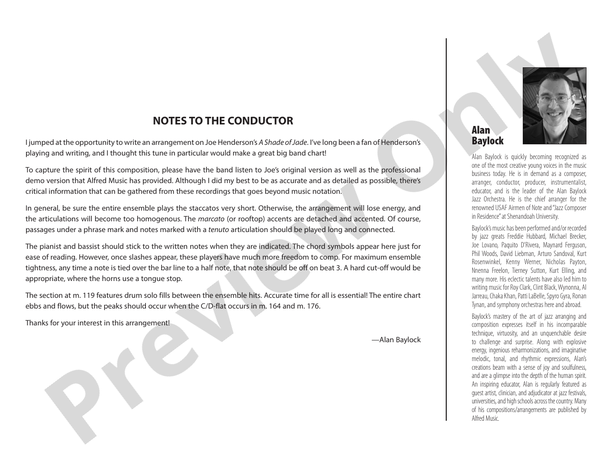 A Shade of Jade – Jazz Ensemble Conductor Score & Parts (Digital Download)