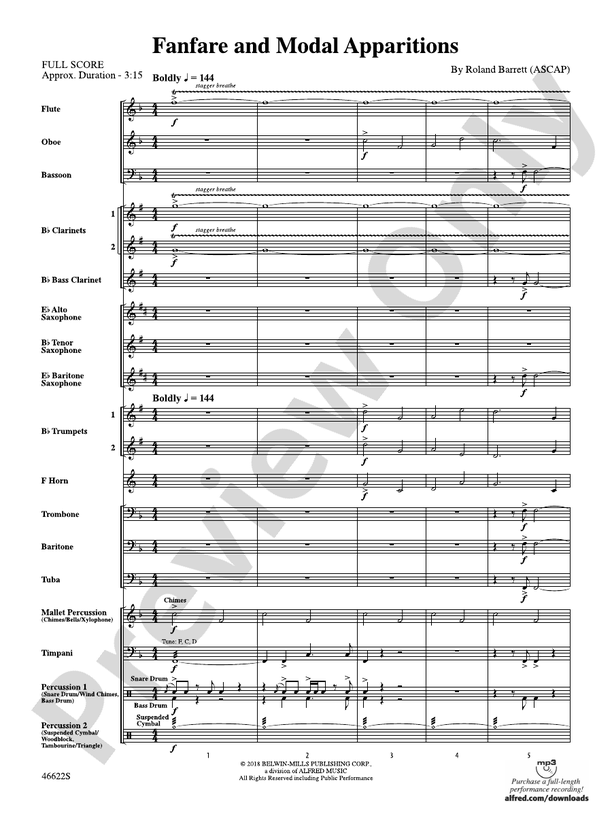 Fanfare and Modal Apparitions - Concert Band Conductor Score & Parts (Digital Download)