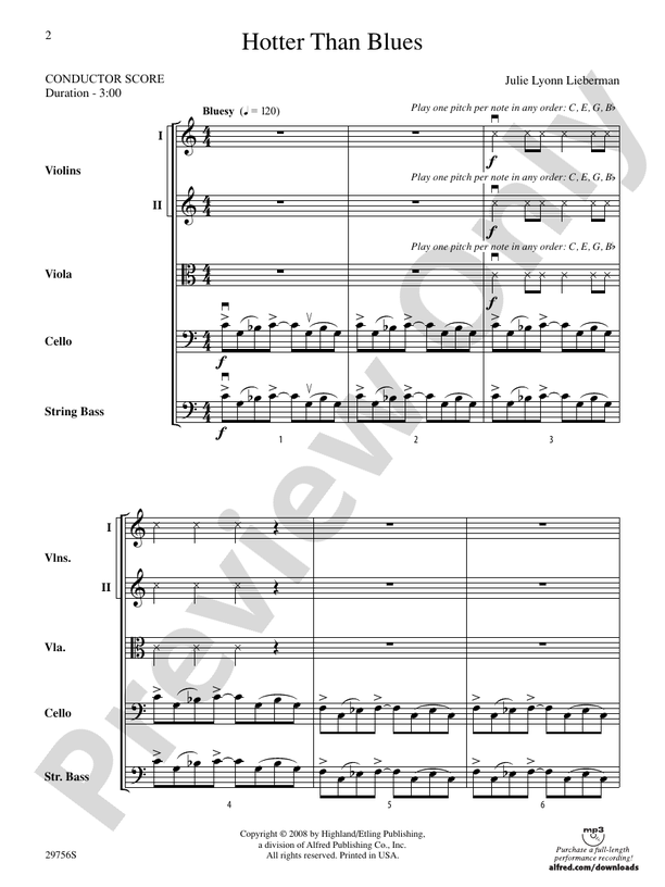 Hotter Than Blues – String Orchestra Conductor Score & Parts (Digital Download)