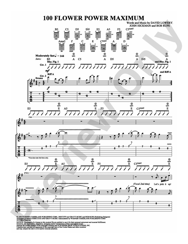 100 Flower Power Maximum - Guitar TAB (Digital Download)