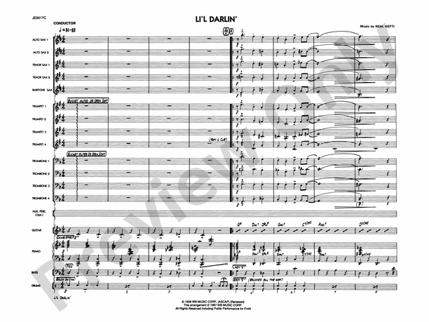 Li'l Darlin' - Jazz Ensemble Conductor Score & Parts(Digital Download)
