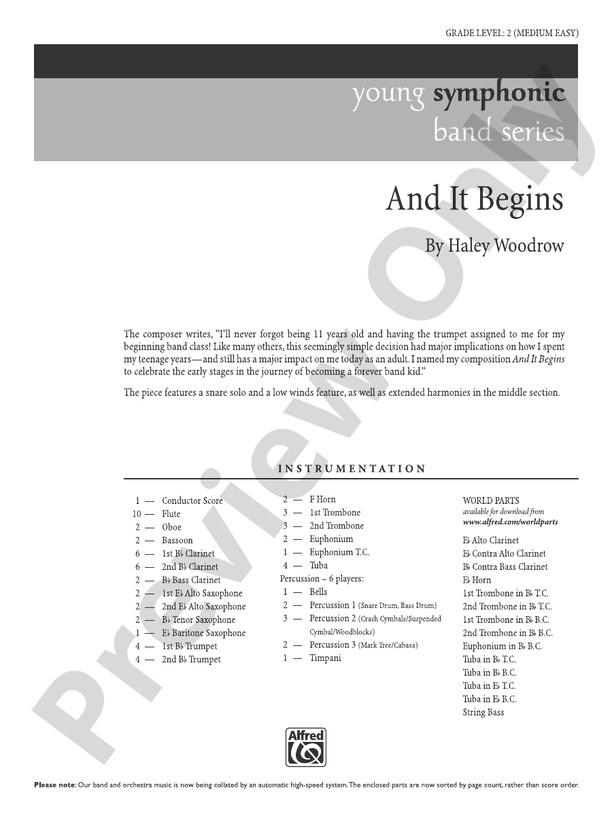And It Begins - Concert Band Conductor Score & Parts (Digital Download)