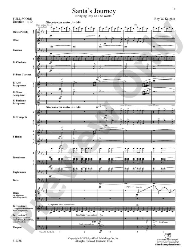 Santa's Journey (Bringing "Joy to the World") - Concert Band Conductor Score & Parts (Digital Download)