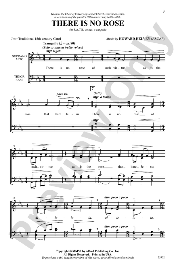 There Is No Rose - Howard Helvey - SATB Choral Octavo (Digital Download)