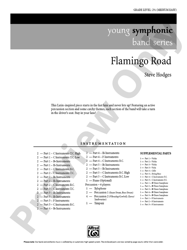 Flamingo Road (Flexible Arrangement) - Concert Band Conductor Score & Parts (Digital Download)