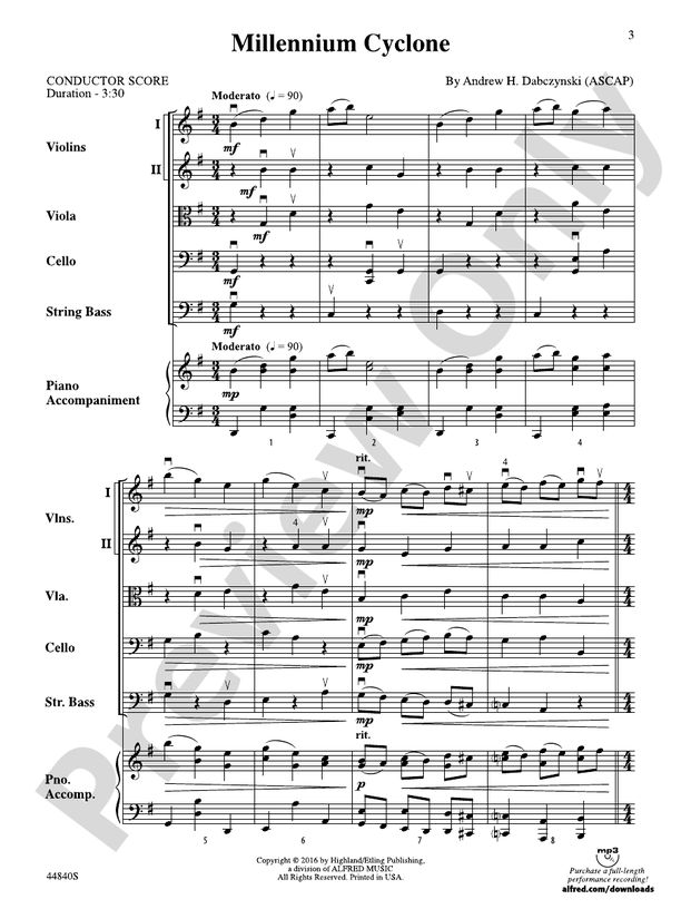 Millennium Cyclone - String Orchestra Conductor Score & Parts (Digital Download)