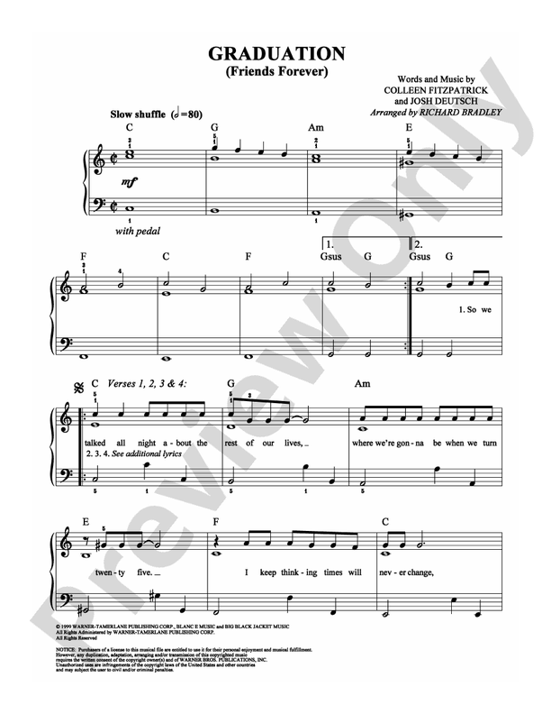 Graduation (Friends Forever) - Arr. Richard Bradley - Easy Piano (Digital Download)