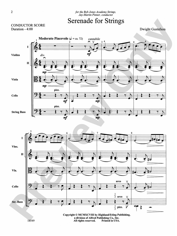 Serenade for Strings (Grade 4) – String Orchestra Conductor Score & Parts (Digital Download)