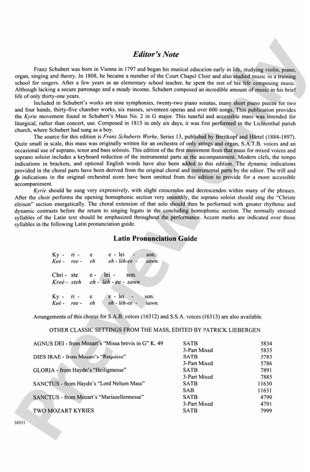 Kyrie (from Mass in G) – SATB Choral Octavo (Digital Download)