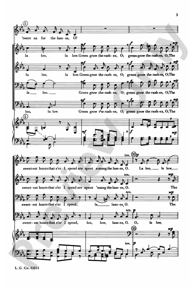 Green Grow the Rashes, O – TTBB Choral Octavo (Digital Download)