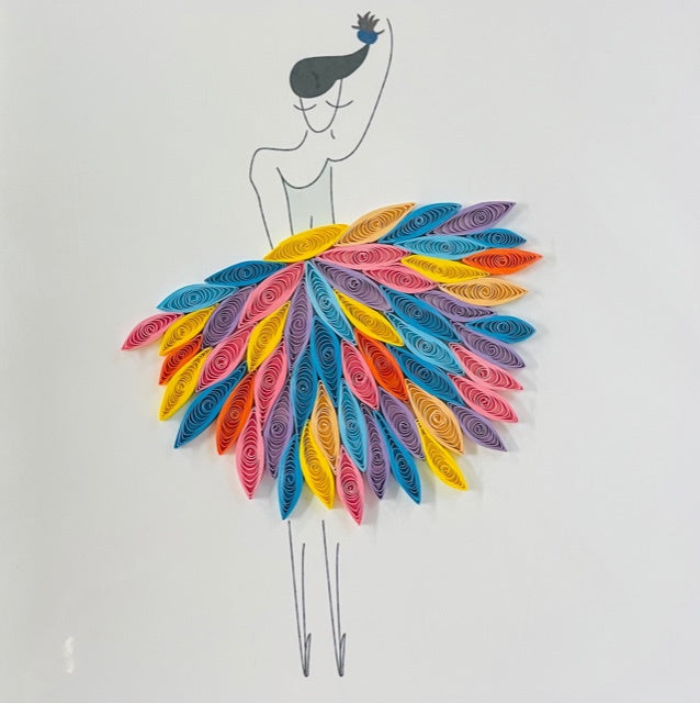 Greeting Card Ballerina in a Colourful Skirt