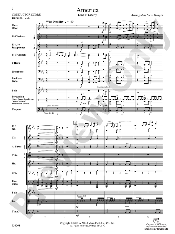 America - Land of Liberty - Concert Band Conductor Score & Parts (Digital Download)
