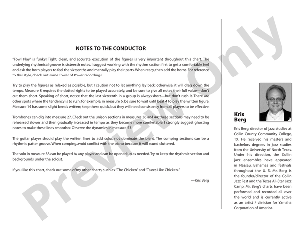 Fowl Play - Jazz Ensemble Conductor Score & Parts (Digital Download)