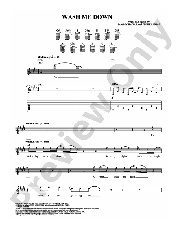 Wash Me Down - Sammy Hagar - Guitar TAB (Digital Download)