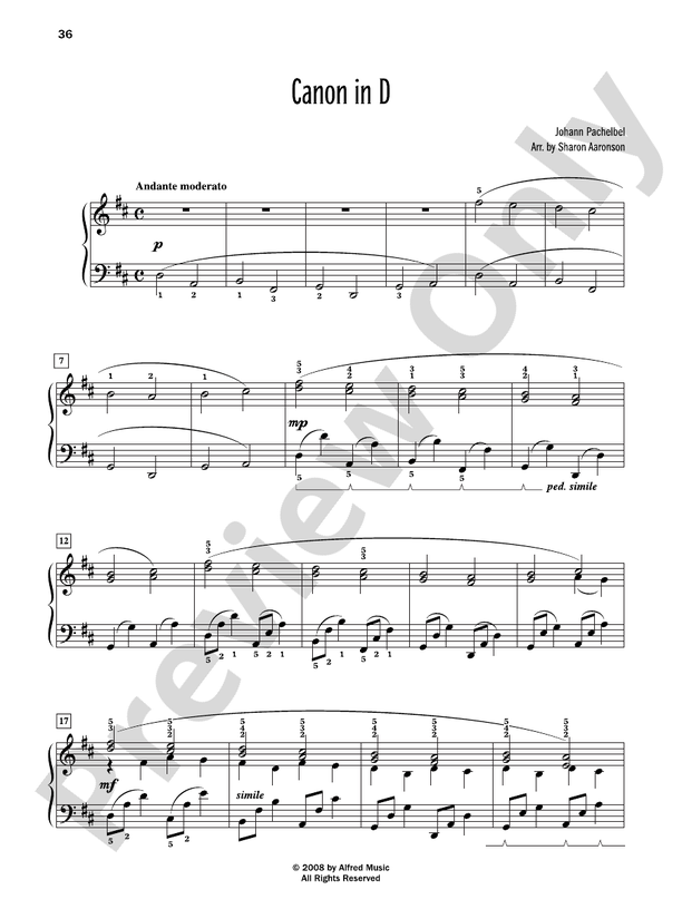 Canon in D - Piano Solo (Digital Download)
