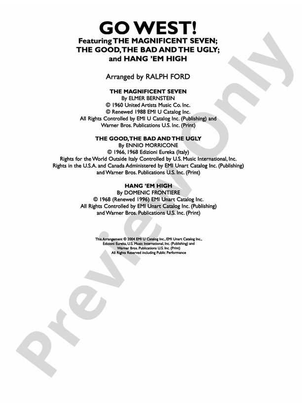 Go West! (Medley) – Full Orchestra Conductor Score & Parts (Digital Download)