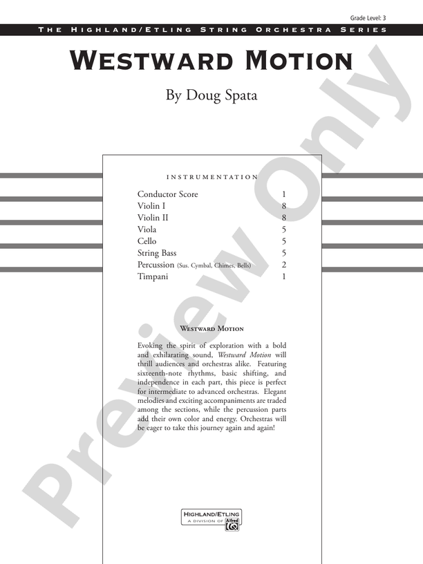 Westward Motion – String Orchestra Conductor Score & Parts (Digital Download)