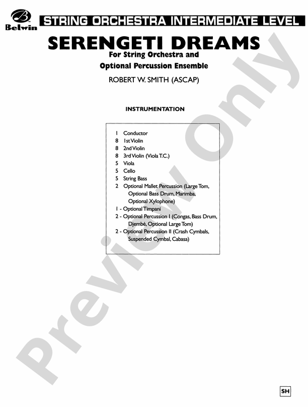 Serengeti Dreams (with Opt. Percussion Ensemble) – String Orchestra Conductor Score & Parts (Digital Download)