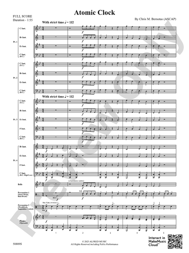 Atomic Clock (Chris M Bernotas - Flexible Arrangement) - Concert Band Conductor Score & Parts (Digital Download)