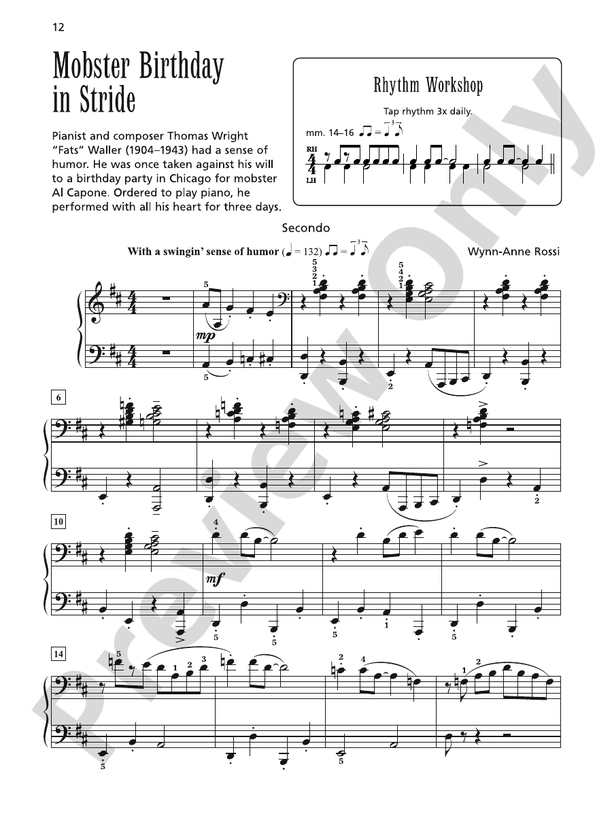 Mobster Birthday in Stride - 1 Piano, 4 Hands (Digital Download)