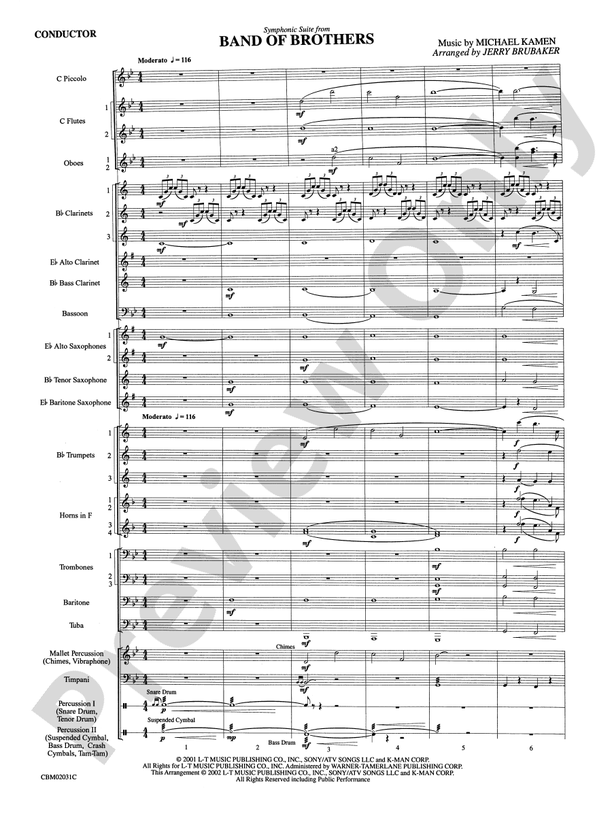 Band of Brothers, Symphonic Suite from - Concert Band Conductor Score & Parts (Digital Download)
