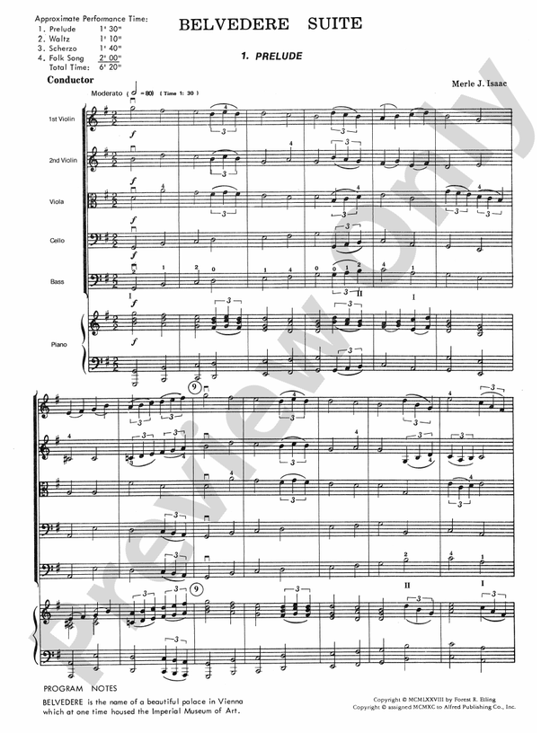 Belvedere Suite – String Orchestra Conductor Score & Parts (Digital Download)