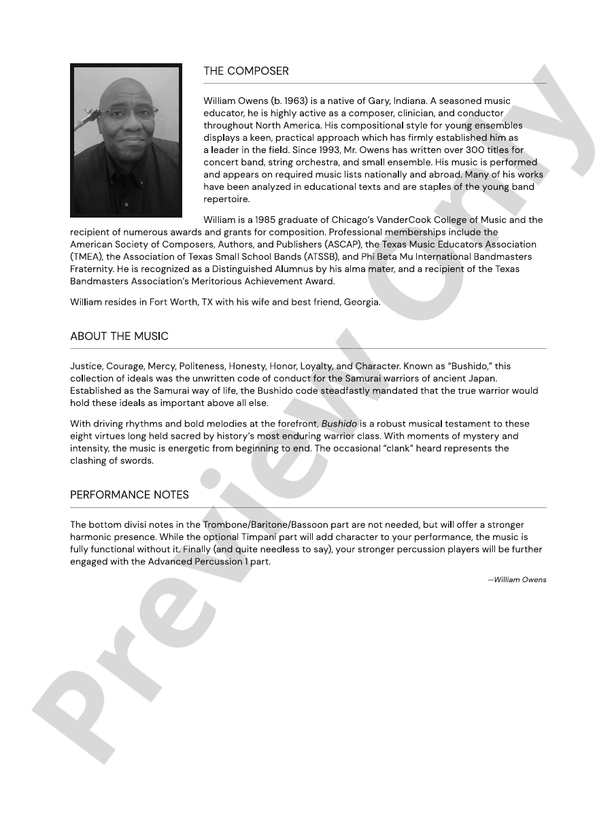 Bushido - Concert Band Conductor Score & Parts(Digital Download)