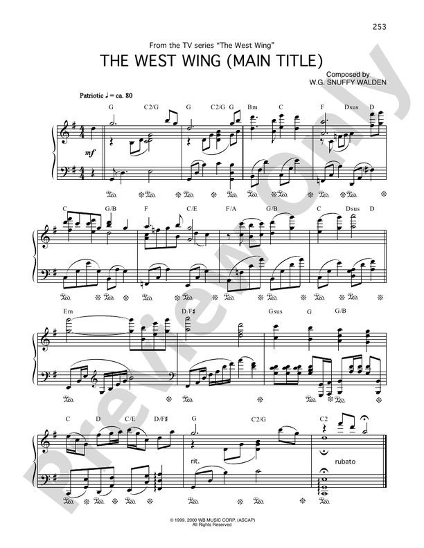 The West Wing (Theme) - Piano (Digital Download)