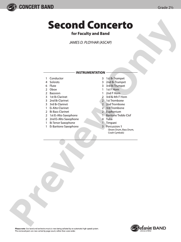 Second Concerto for Faculty and Band - Concert Band Conductor Score & Parts (Digital Download)