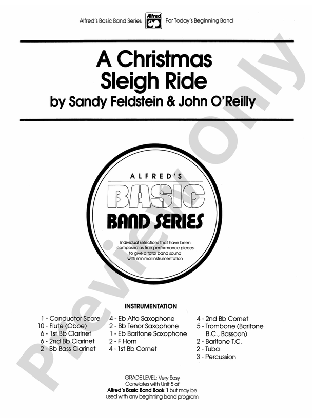 A Christmas Sleigh Ride - Concert Band Conductor Score & Parts (Digital Download)