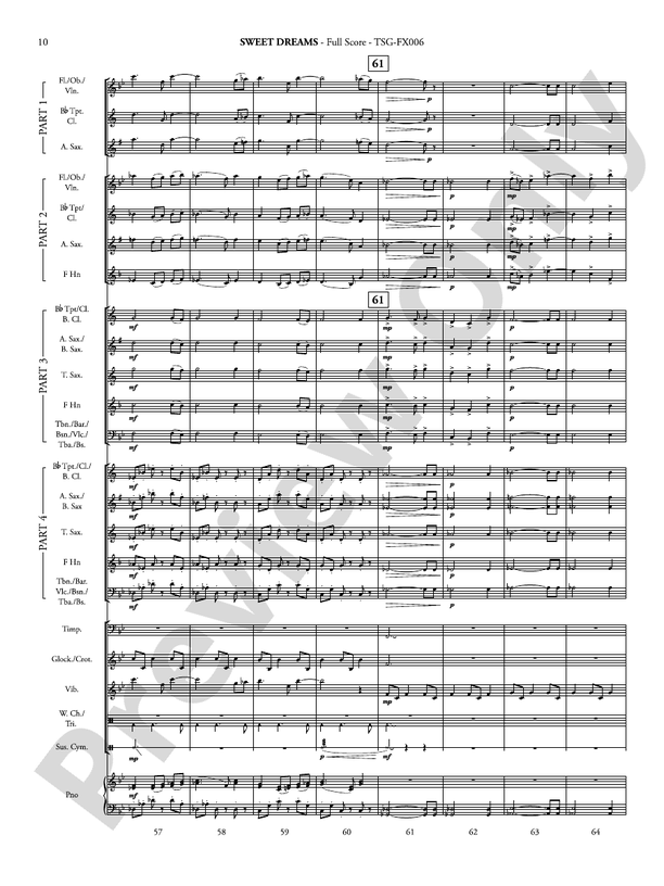 Sweet Dreams (Flexible Arrangement) - Concert Band Conductor Score & Parts (Digital Download)