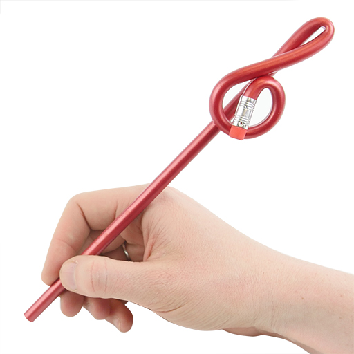 Bent Treble Clef Shape Pencil Red