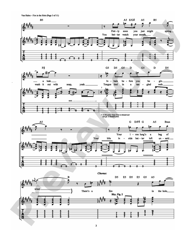 Fire in the Hole - Van Halen -  Guitar TAB (Digital Download)