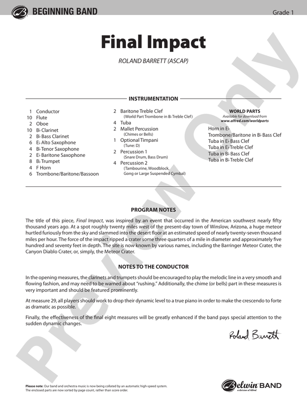 Final Impact - Concert Band Conductor Score & Parts (Digital Download)