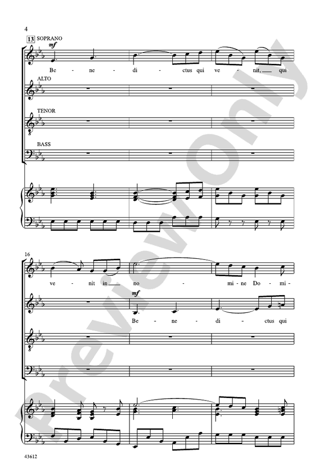 Benedictus (from Missa Sancti Hieronymi, MH 254) – SATB Choral Octavo (Digital Download)