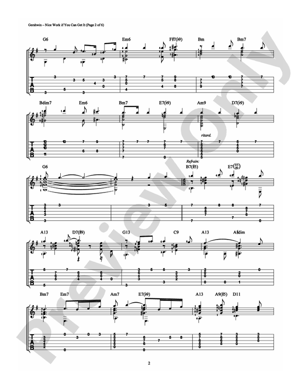 Nice Work If You Can Get It - Arr. Howard Morgen - Guitar TAB (Digital Download)